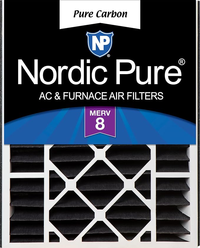 Nordic Pure 20x25x5 Air Bear Replacement Pure Carbon Odor Reduction Merv 8 Air