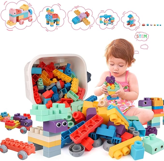 78 Pcs Top STEM Soft Building Block Sets for Kids Aged 18 months to 6 years.Mega Blocks for Baby.Large Construction Stacking Block Toys for Toddler to Improve Imagination、Creativity、Hands-on Ability