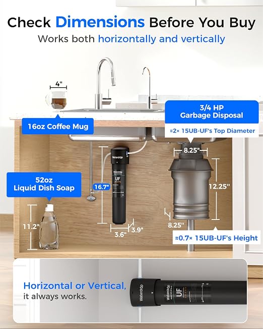 Waterdrop 15UB-UF 0.01 μm Ultra Filtration Under Sink Water Filter System