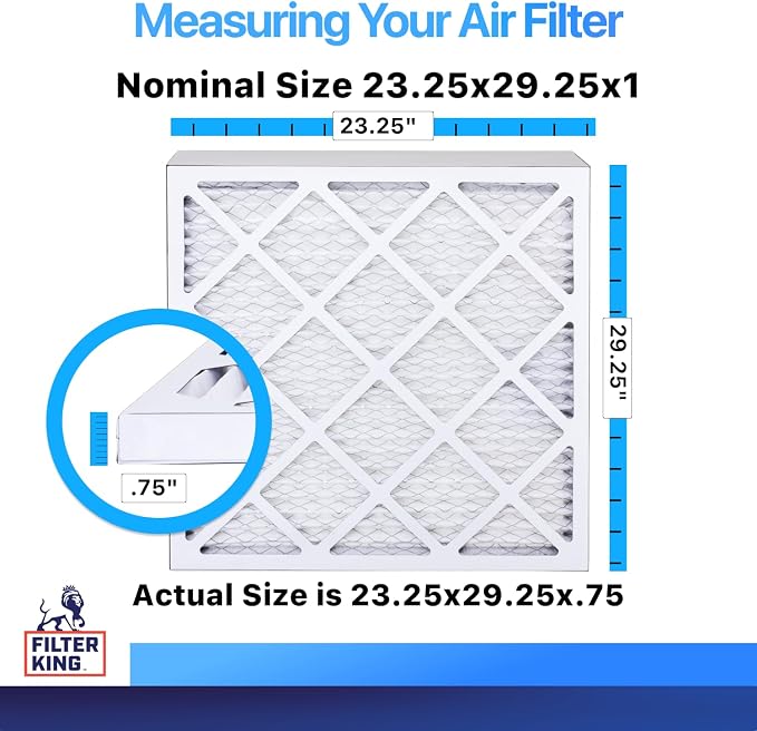 Filter King 23.25x29.25x1 Air Filter | 3-PACK | MERV 8 HVAC Pleated A/C Furnace