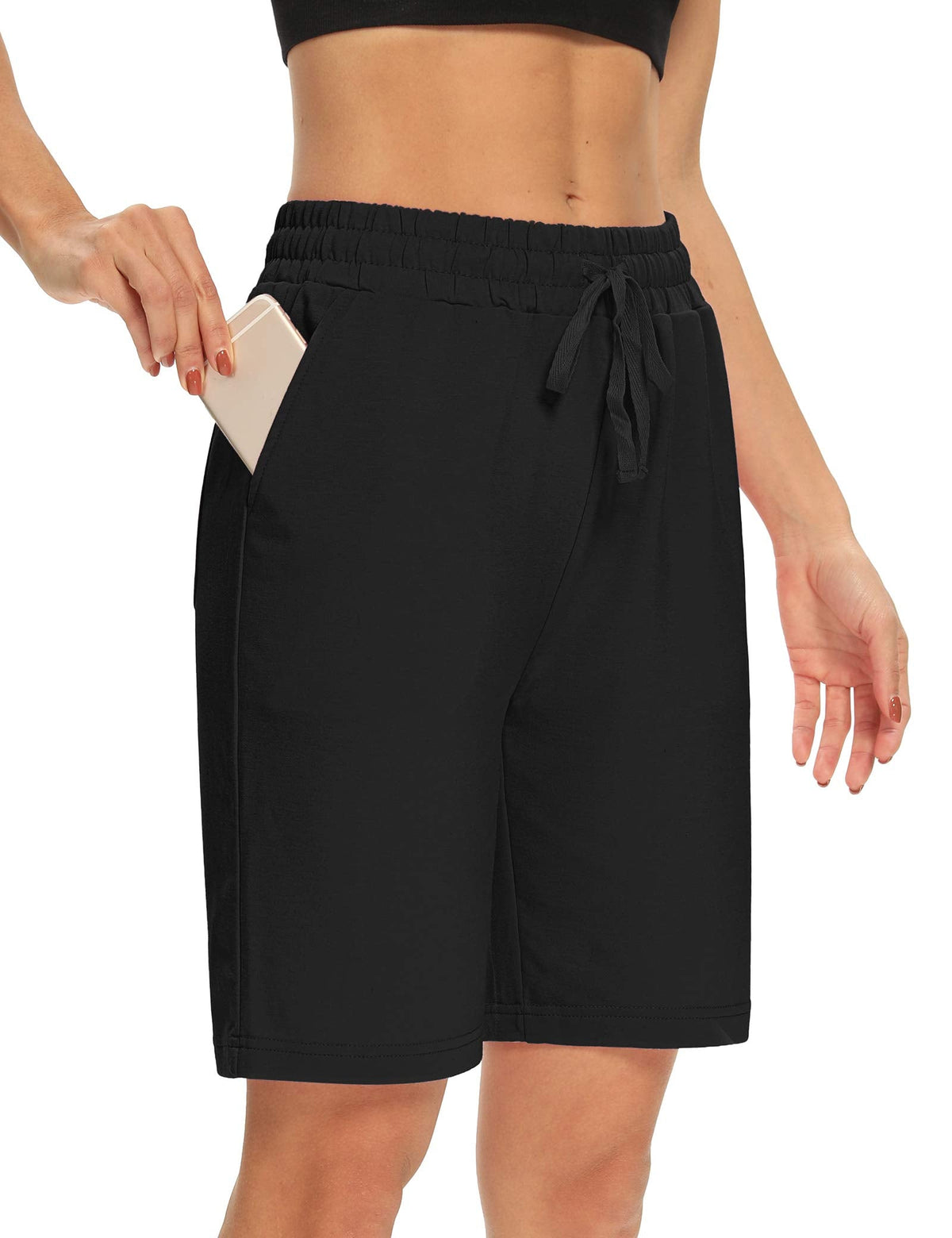 DIBAOLONG Womens Yoga Shorts Loose Drawstring Bermuda Shorts with Pockets