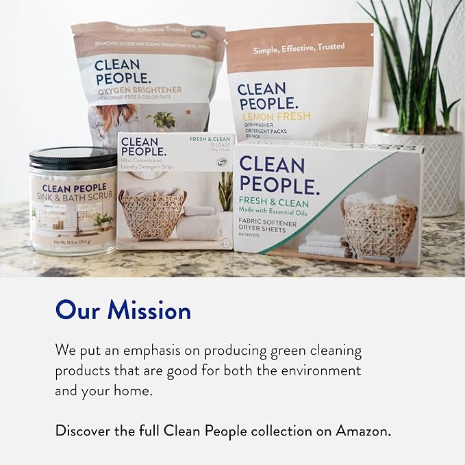 The Clean People Fabric Softener Sheets - Dryer Sheets - Softens & Removes Static Cling - Vegan Laundry Softener, Essential Oils - Peppermint 120 Pack