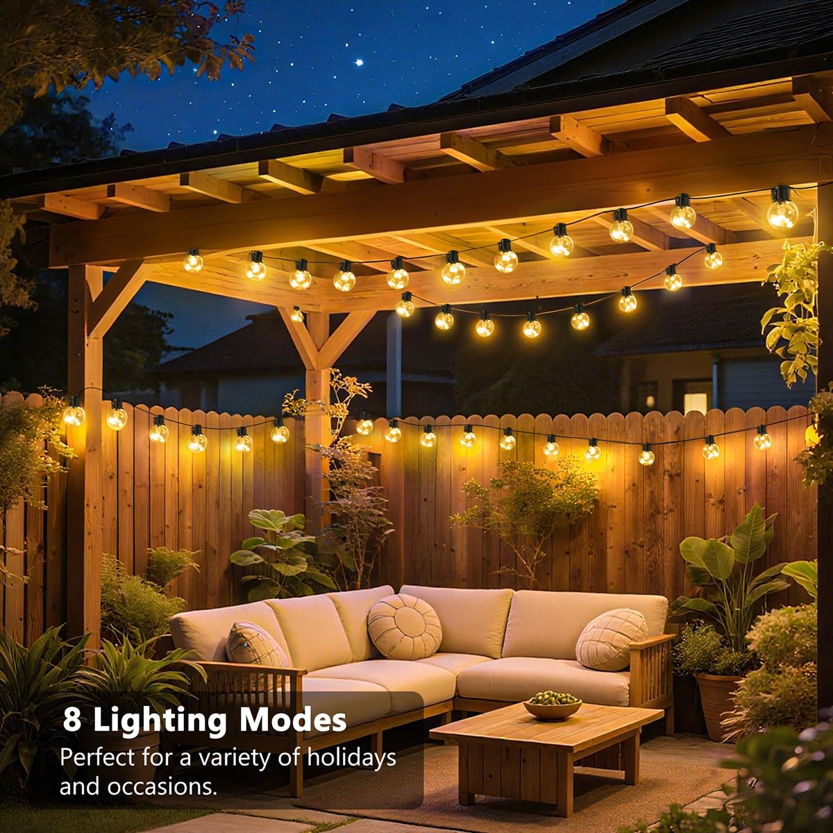 KepStars Outdoor String Lights Plug in, 25ft 20 LED Bulbs Hanging Patio Lights Dimmable with Timer & Remote, Globe Bulb Shatterproof & Waterproof for Outdoor Indoor Backyard Balcony Decor - Warm White