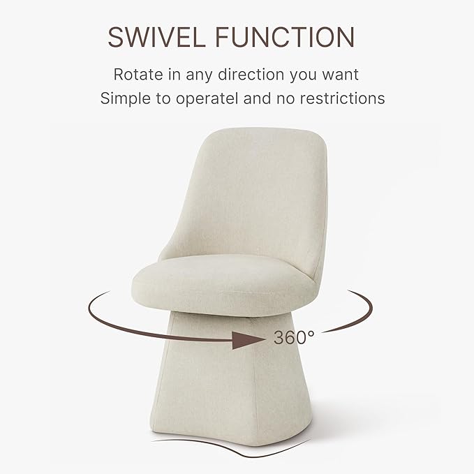 Swivel Dining Chairs Set of 1, Upholstered Mid Century Modern Deskchair with High Back, Linen Fabric Kitchen Chairs for Dining Room, Bedroom, Dressing Room, Linen