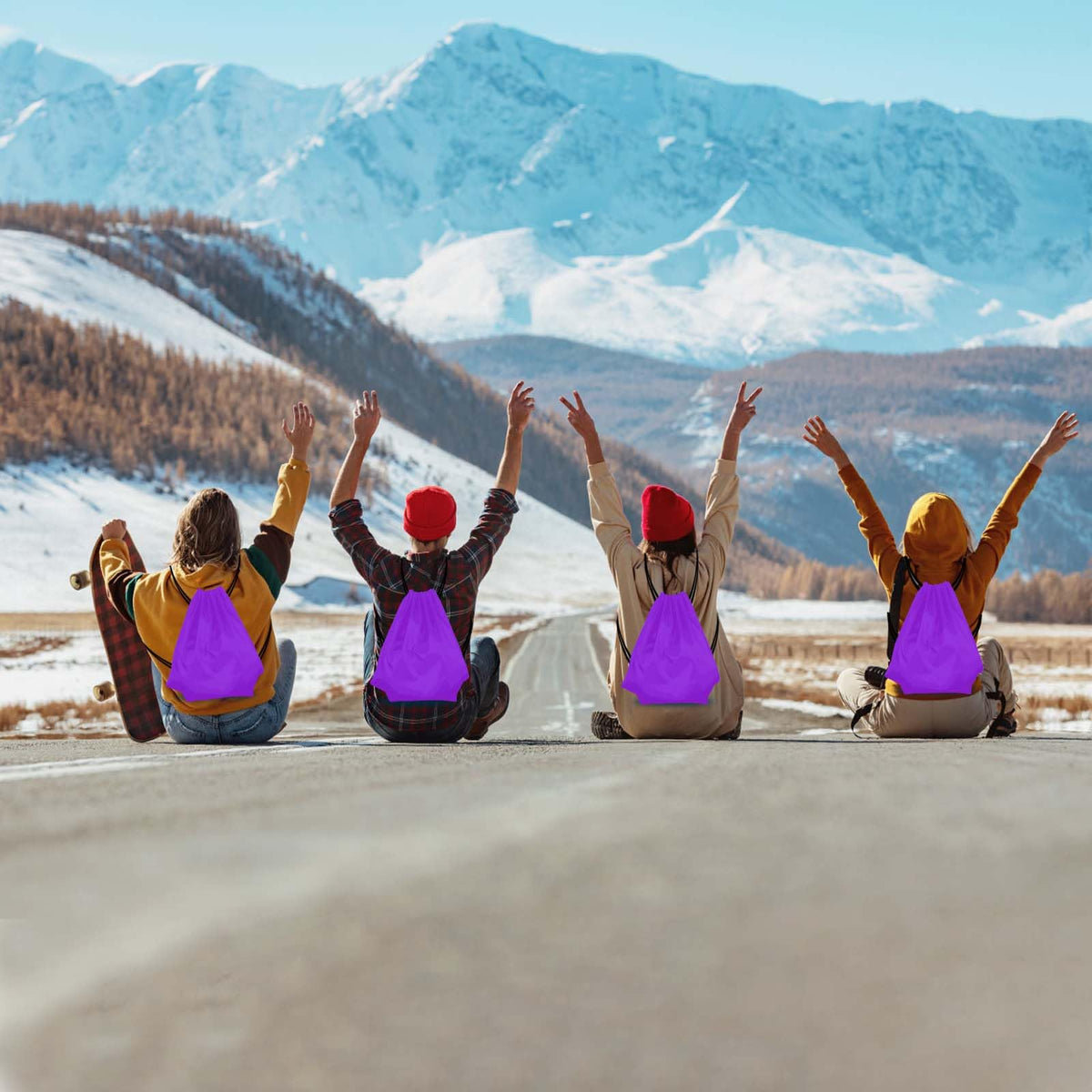 PLULON 6 Pcs Drawstring Bags Bulk Purple Drawstring Backpack String Backpack Cinch Sack Sport Gym Backpack Bags for Yoga Traveling Outdoor Sports