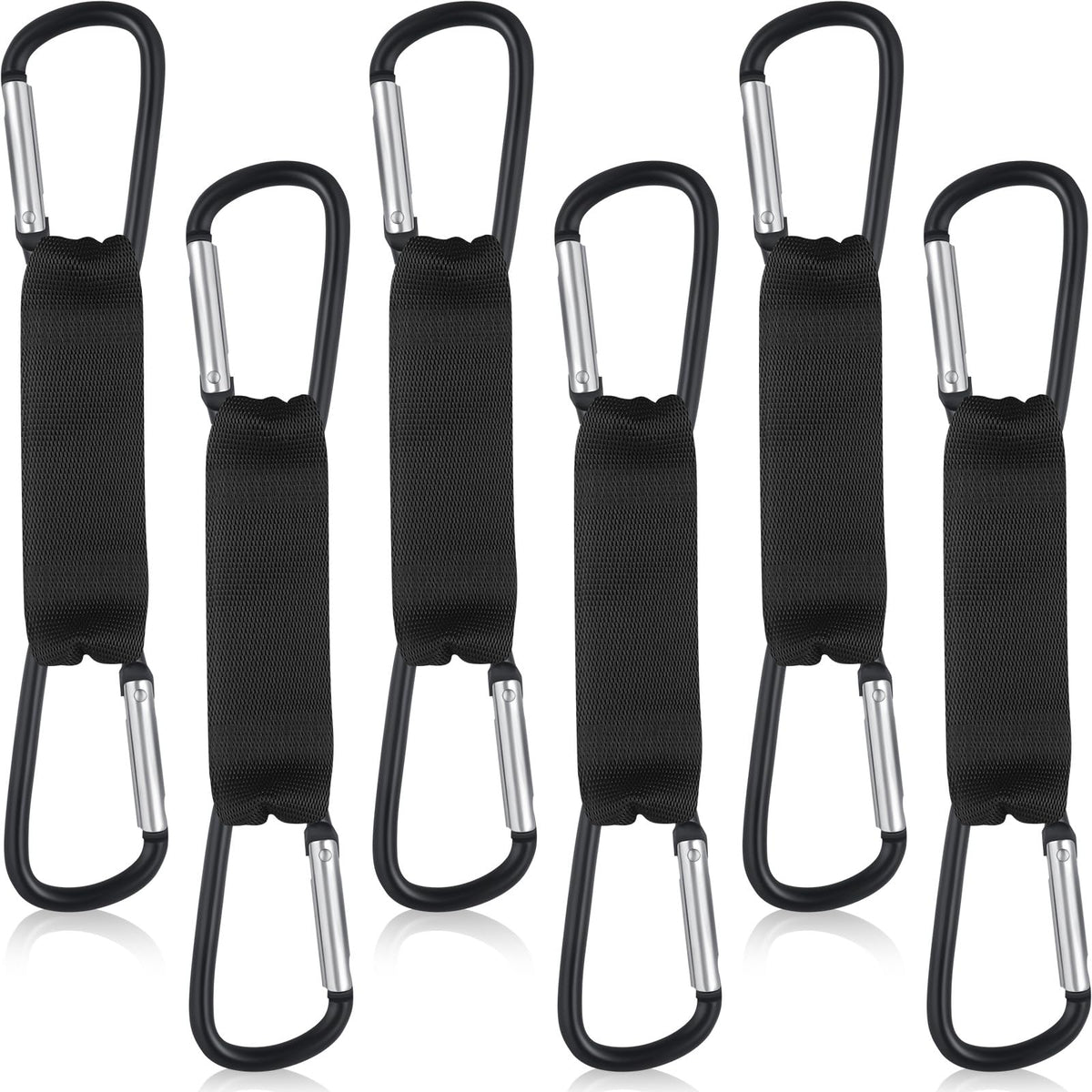 Hiboom 6 Pcs Fence Hooks for Baseball Bag Multifunctional Carabiner Hanging Backpack for Softball Tennis Outdoor Sport Water Cup (Black)