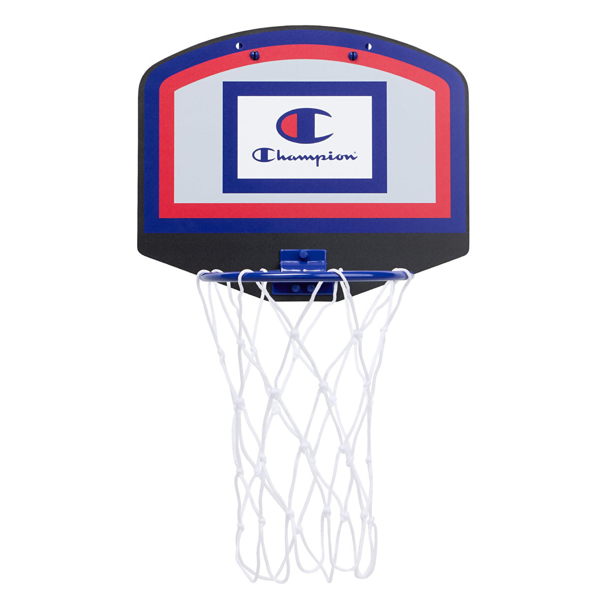 Champion 360 Mini Basketball Hoop Set (Red/White/Blue), Over-the-Door 10.5" x 8.5" Backboard with Spring-Loaded Foldable Rim & Nylon Net, Includes 3.5" Mini Ball for Quick Indoor Basketball Play