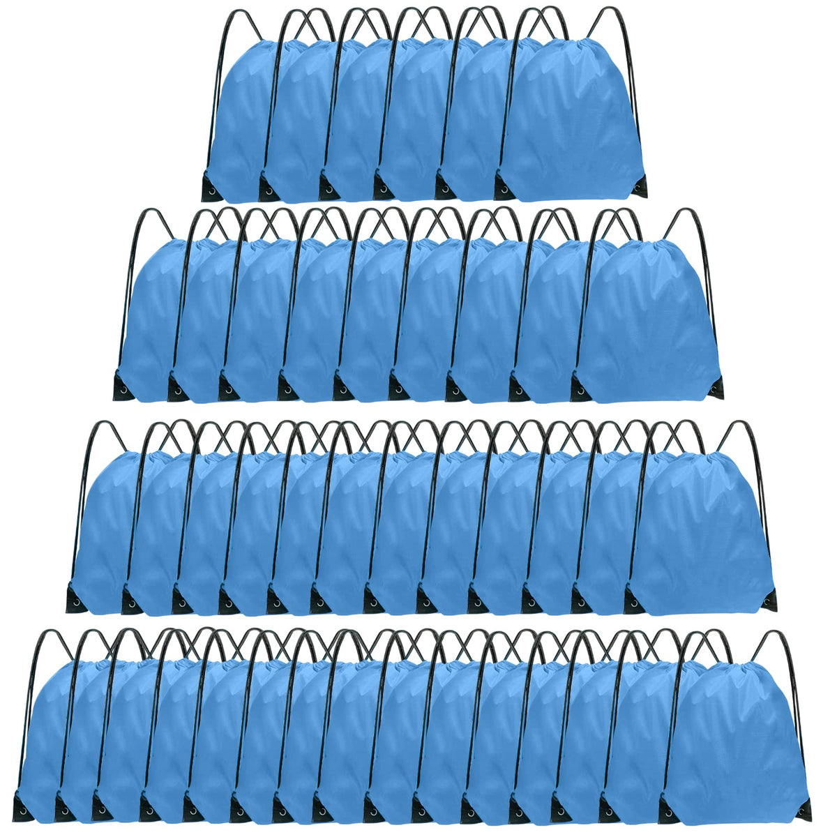 Grneric Drawstring Backpack Bulk 42 Pcs String Backpack Drawstring Bags Cinch Bag Sackpack for Men Women Gym (Sky Blue)