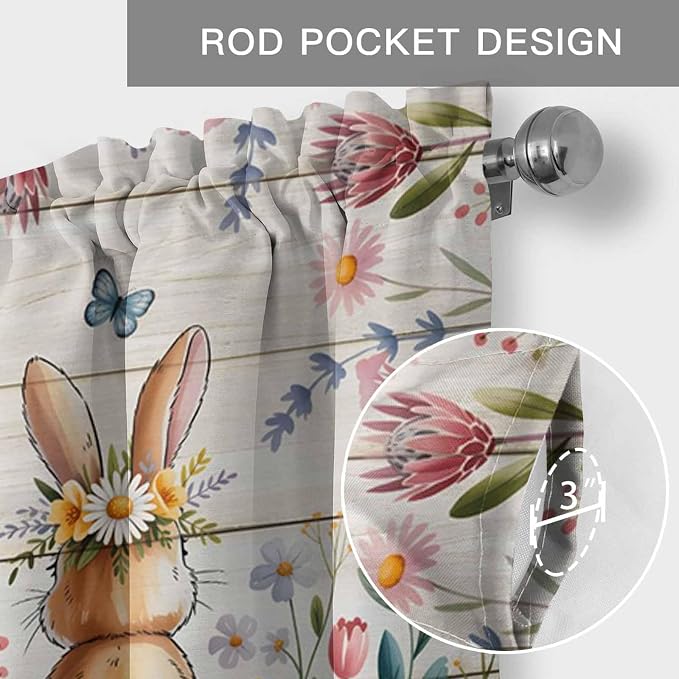 Easter Curtain Valances for Windows, Kitchen Valance Window Treatment, Spring