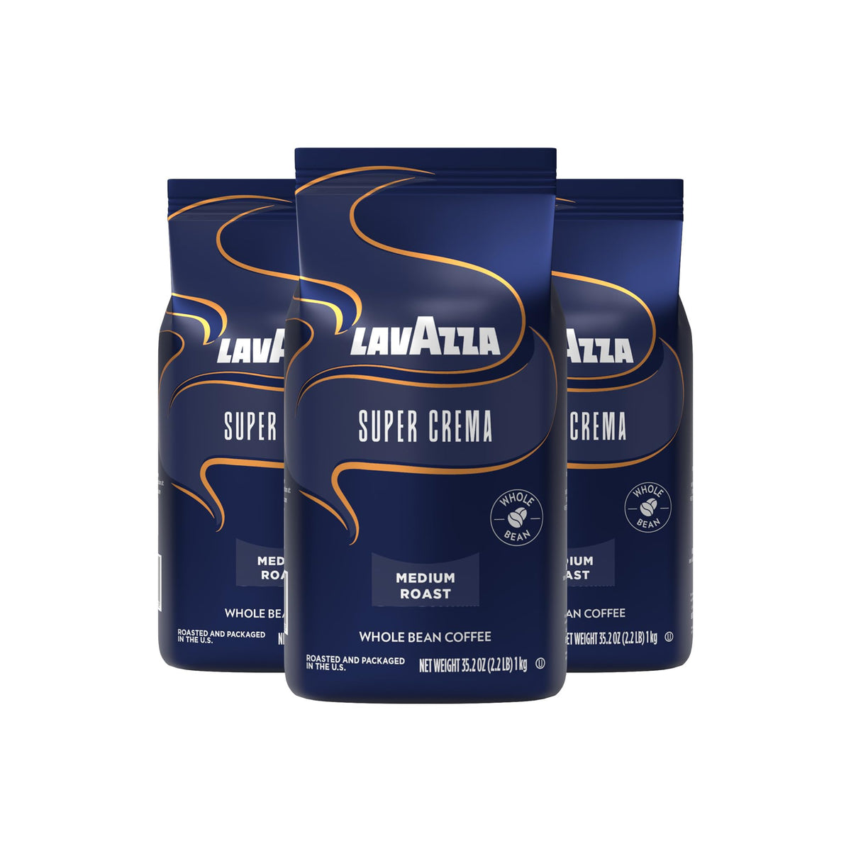 Lavazza Super Crema Whole Bean Coffee, Medium Espresso Roast, Arabica and Robusta Blend, 2.2 lb Bag, Package May Vary (Pack of 1)