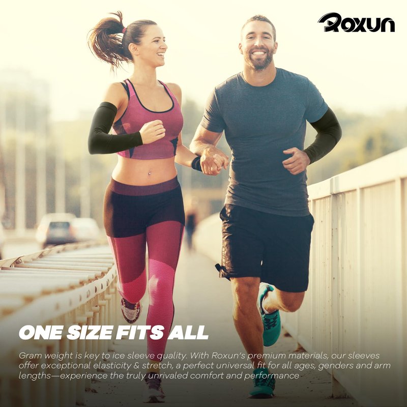 ROXUN 4 Pairs Arm Sleeves, Cooling UV Sun Protection Sports Compression for Men/Women 4 White