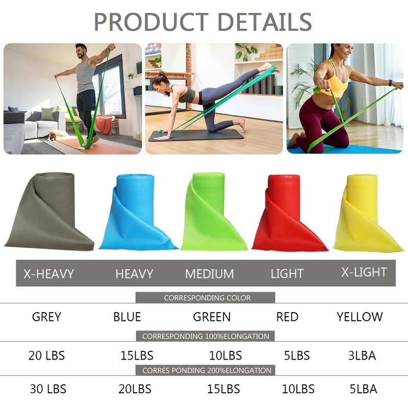 Resistance Bands Professional Bulk Roll, Elastic Band, Latex-Free, Stretch Bands for Working Out Women or Men, Exercise Bands for Physical Therapy, Yoga, Pilates, Rehab,Fitness (Blue - Heavy)