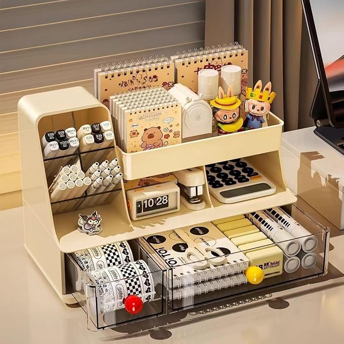 Makeup Organizer with Drawers for Vanity,Bathroom Countertop Organizer with Brushes Holder,Skincare Storage Organizer,Perfect Cosmetic Display Case for Your Beauty Essential