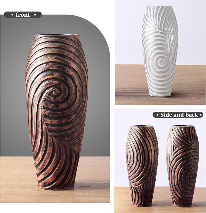 Tall Floor Vase, Brown Vintage Home Decor Vases, 19.7 inch Resin Vase for Living Room Decoration, Fireplace, Entryway,Bedroom, Hotel, Patio Decoration