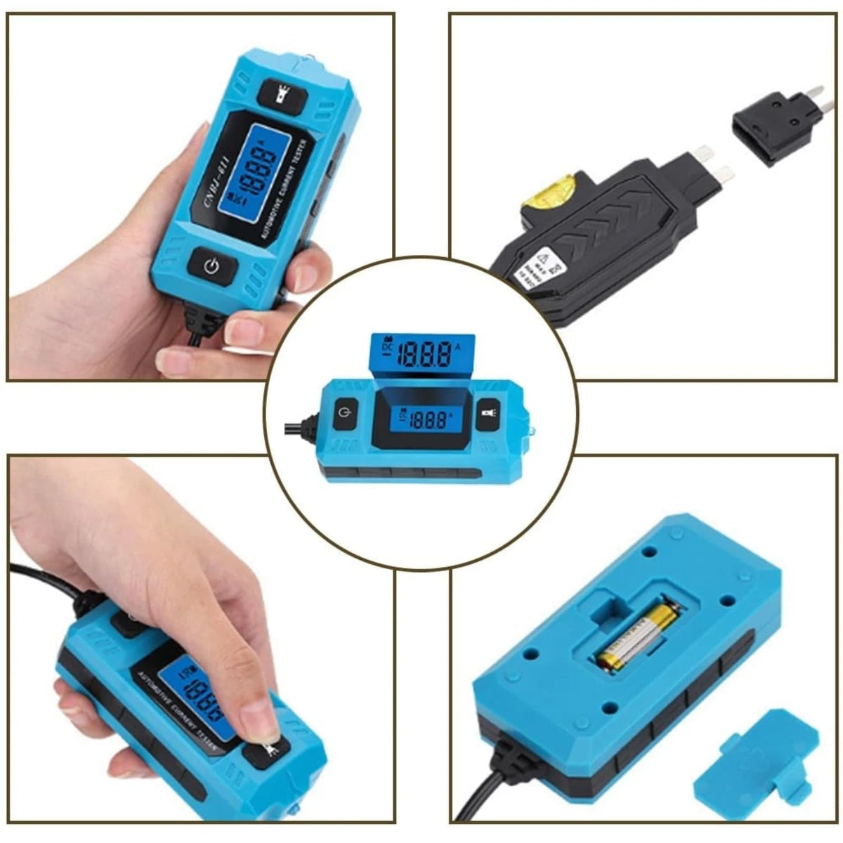 Automotive Circuit Fault Probe Tester Kit, High-Precision Current Tester 20A 48v Electric Car Fuse Tester Automotive for Road Test Tools Built-in Front Light with Blue Backlit LCD Screen (KIT A)