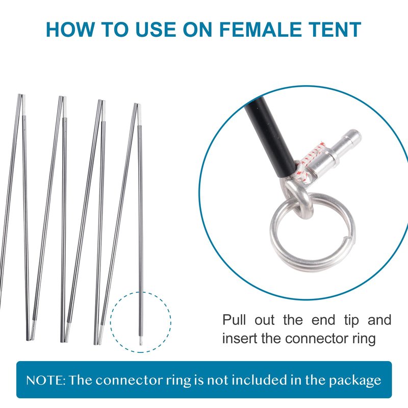 BRILLIANCE4U Tent Poles Replacement Aluminum, Gray Pre-Assembled 16ft 4.4 in, 7001 T6 Heated Tent Rod Outer Dia. 3/8” 9.5mm, 2 Poles