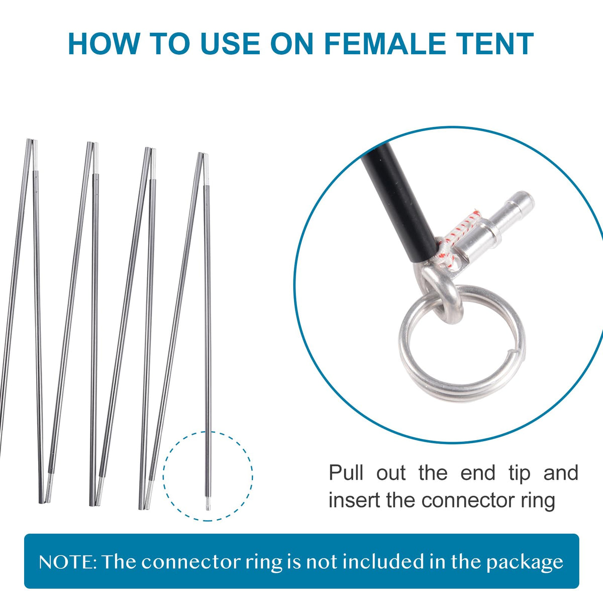 BRILLIANCE4U Grey Tent Poles Replacement, Pre-Assembled Aluminum Tent Rod 16ft 4.4 in, 7001 T6 Heated Lightweight Outer Dia. 3/8” 9.5mm, 196.4 in 1 Pole