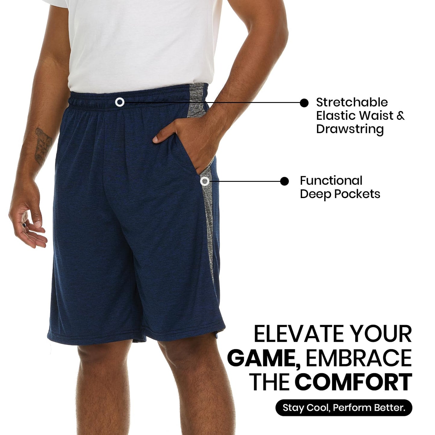 Athletic Shorts for Men - 5 Pack Men's Activewear with Pockets, Quick Dry Basketball Shorts - Sports Shorts for Workout, Gym, Running