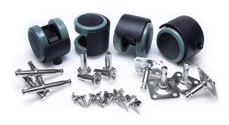 Slipstick CB681 2 Inch Floor Protector Rubber Caster Wheels (Set of 4) 5/16 Inch Stem or Top Plate Mounting Options - Black/Gray Green