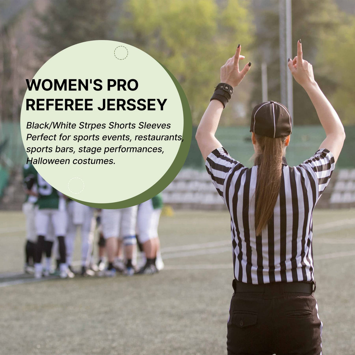 Women's Official Referee Shirt Black & White Stripe Ref Umpire Jersey Short Sleeve for Basketball Football Hockey V-Neck L