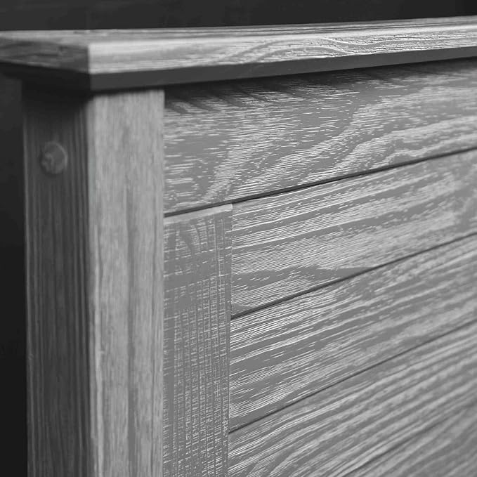 Grain Wood Furniture Greenport Solid Wood Platform Bed, Queen Size, Brushed Grey