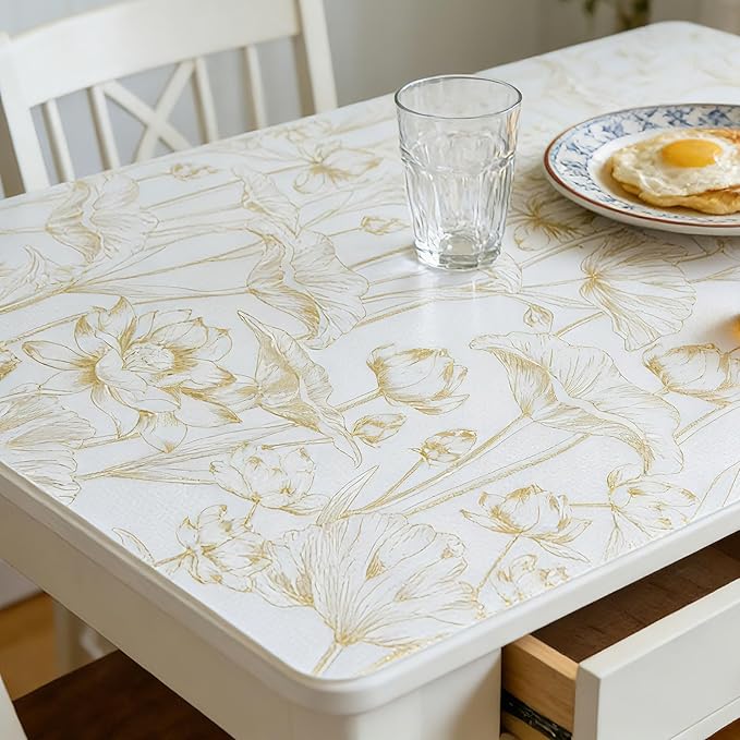 Shelf Liners Non Adhesive Light Base Gold Lotus Pattern - Thickened Non-Slip Easy to Clean Drawer Liner for Kitchen Cabinets, Tool Box, Refrigerator, with Knife & Tape Measure, 17in x 30FT