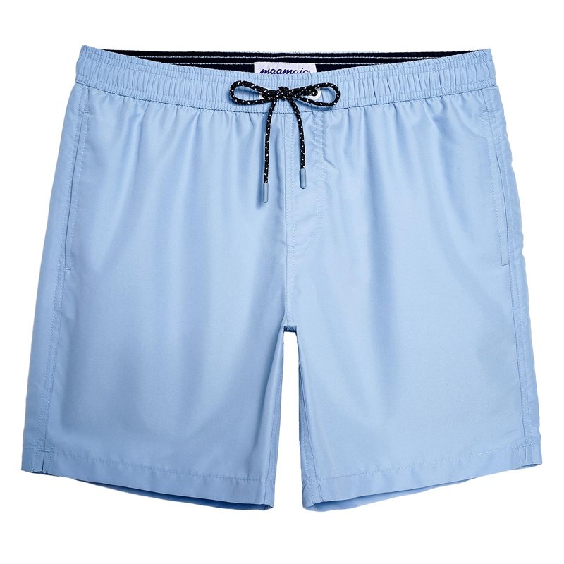 maamgic Mens Swim Trunks Quick Dry Swim Shorts with Mesh Lining Funny Swimwear Bathing Suits 7inch Solid Lake Blue X-Small