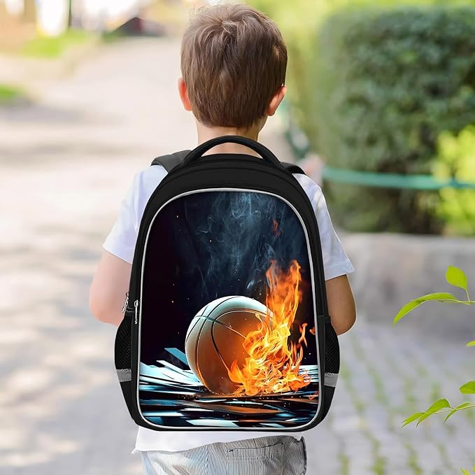 School Backpack for Boys - Basketball Boys Backpack for Kids Children Teens Elementary Middle School - Students Bag for Ages 6-18,17″Bookbag Multifunctional Large Capacity