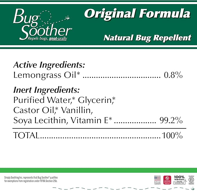 Bug Soother Spray Small Family Pack - Natural Insect, Gnat and Mosquito Repellent & Deterrent with Essential Oils - 100% DEET-Free Safe Bug Spray for Adults, Kids, Pets, & Environment - Made in USA