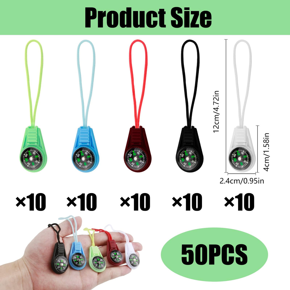 YENOVO 50 Pcs Mini Bulk Compass with Nylon Lanyard, 1 Inch Portable Direction Finder for Hiking, Camping, Travel, Emergency Kits, Backpack or Keychain Outdoor Accessories