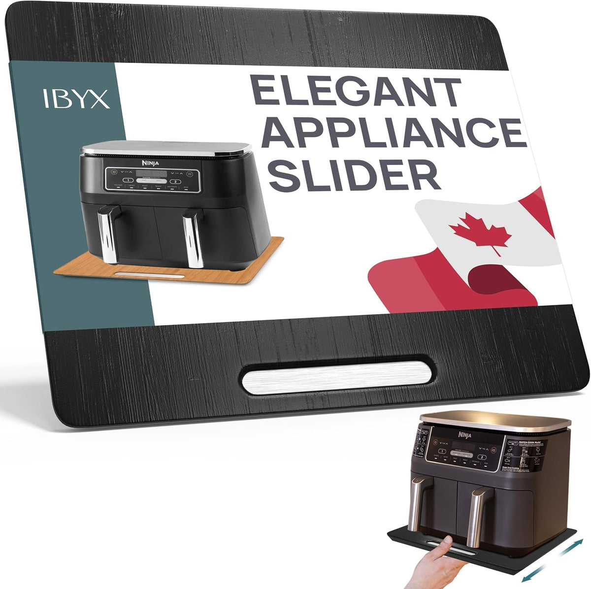 Ibyx Appliance Slider, Sliding Tray for Coffee Maker, 12x16 in, Black