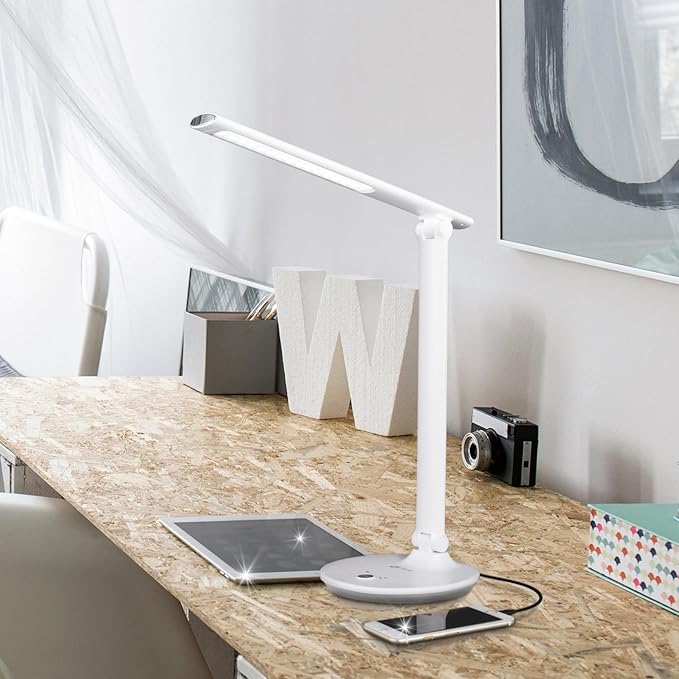 OttLite Emerge LED Sanitizing Desk Lamp with USB Charging – Sanitizes Your Work Space, Touch Activated, Flexible Neck, Modern Light for Reading, Crafting & Office Desktop