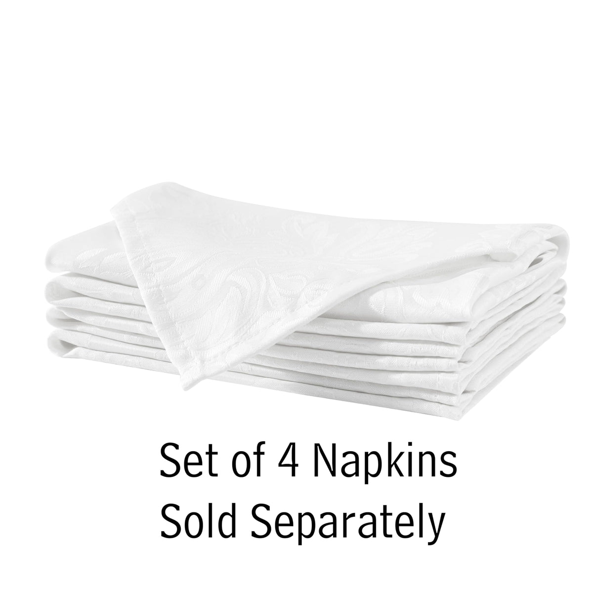 Newbridge Barcelona Luxury Damask Fabric Napkins, Set of 4 Square Napkins, Antique White, 100% Polyester, No Iron, Soil Resistant Dining Room, Party and Banquet Napkins