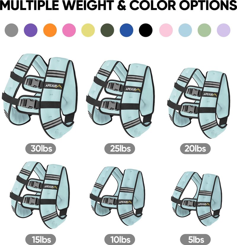APEXUP 20lbs Weighted Vest Men Women, Weight Vest for Women Workout Equipment for Strength Training Running (Pastel Blue)