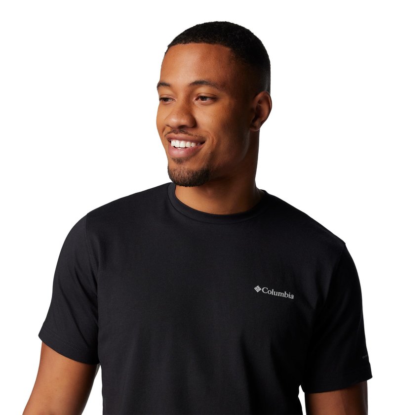 Columbia Men's Thistletown Hills Graphic Short Sleeve, Olive Green Heather/Wanderland Graphic, 4X Big