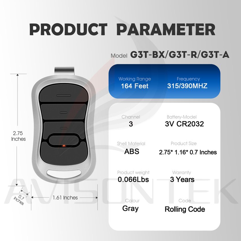 Avisontek 2-Pack G3T-R for Genie Garage Door Opener Remote, Replacement for All Genie Intellicode Garage Door Opener