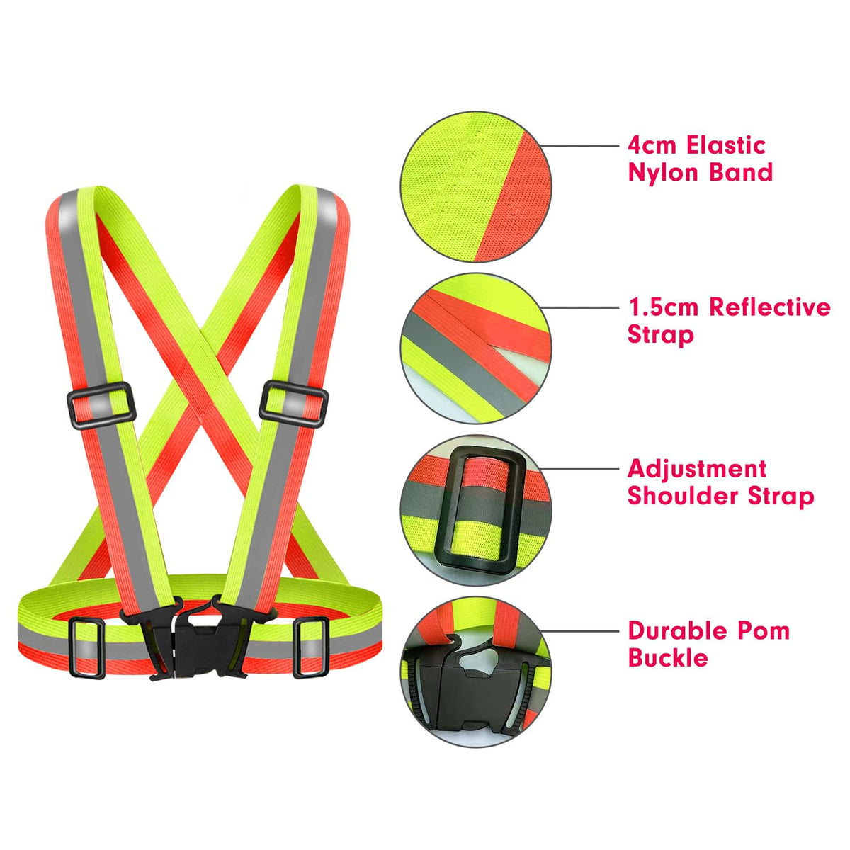 Fepdiu High Visibility Reflective Vest Safety Vest Running Reflective Gear Adjustable Reflective Vest for Walking,Jogging,Hiking,Night Cycling (Black)