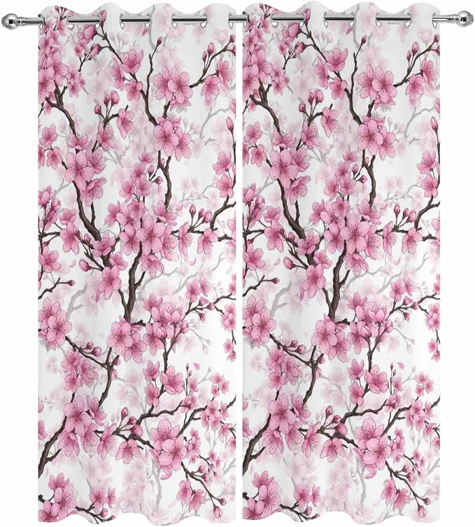 Cherry Flowers Outdoor Curtains
