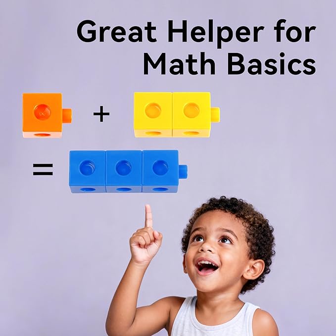 Dotimo Math Linking Cubes, Set of 200 Math Cubes Manipulative Connecting and Counting Snap Blocks for Early Math and Construction, Educational Toy for Preschool, Kindergarten, Homeschool (200-Cubes)