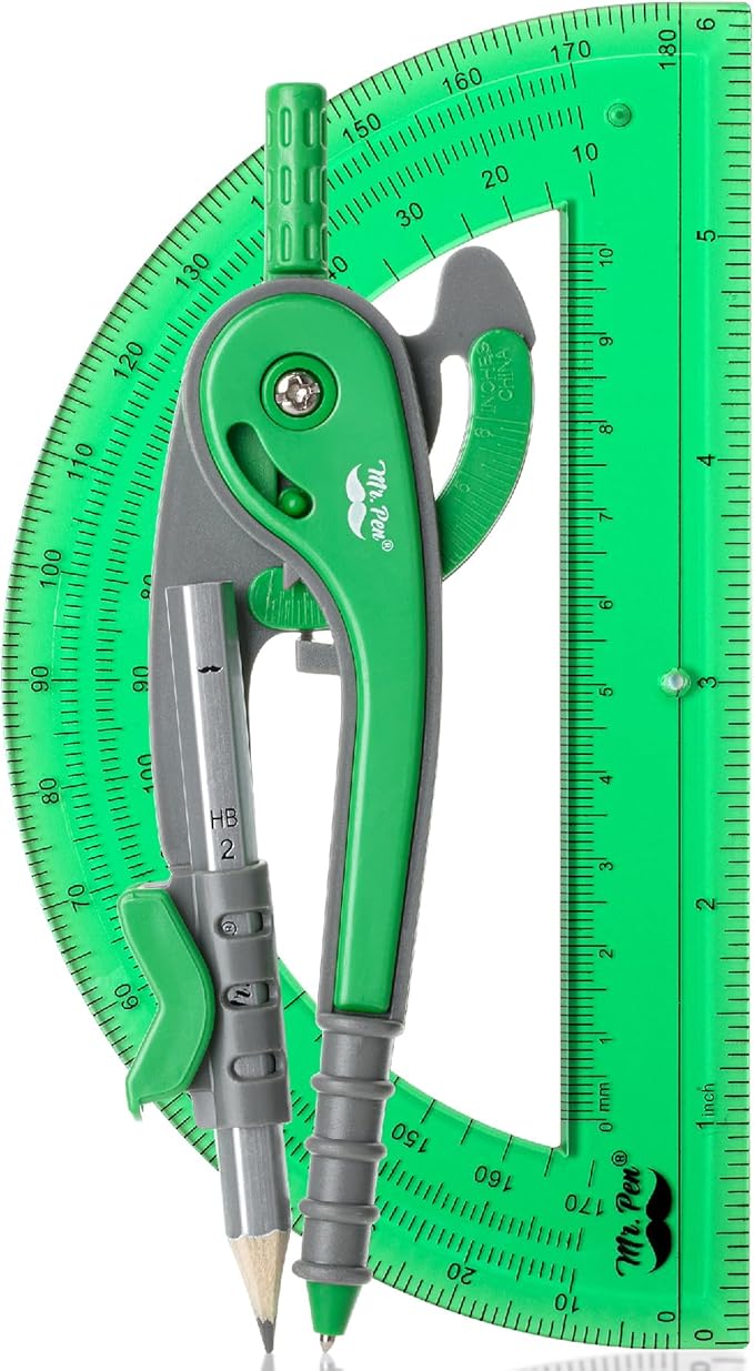 Mr. Pen- Compass and Protractor Set, Math Compass for Geometry and Drawing