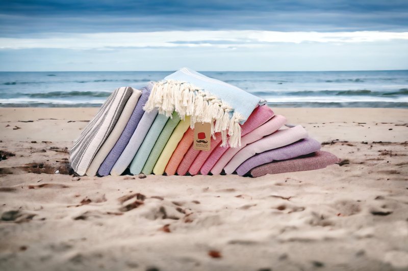 Bazaar Anatolia Turkish Beach Towel – 100% Cotton, Quick Dry, Sand Free Towel for Bathroom, Camping, Travel – Oversized 71x39 Inches – Stripe Yellow