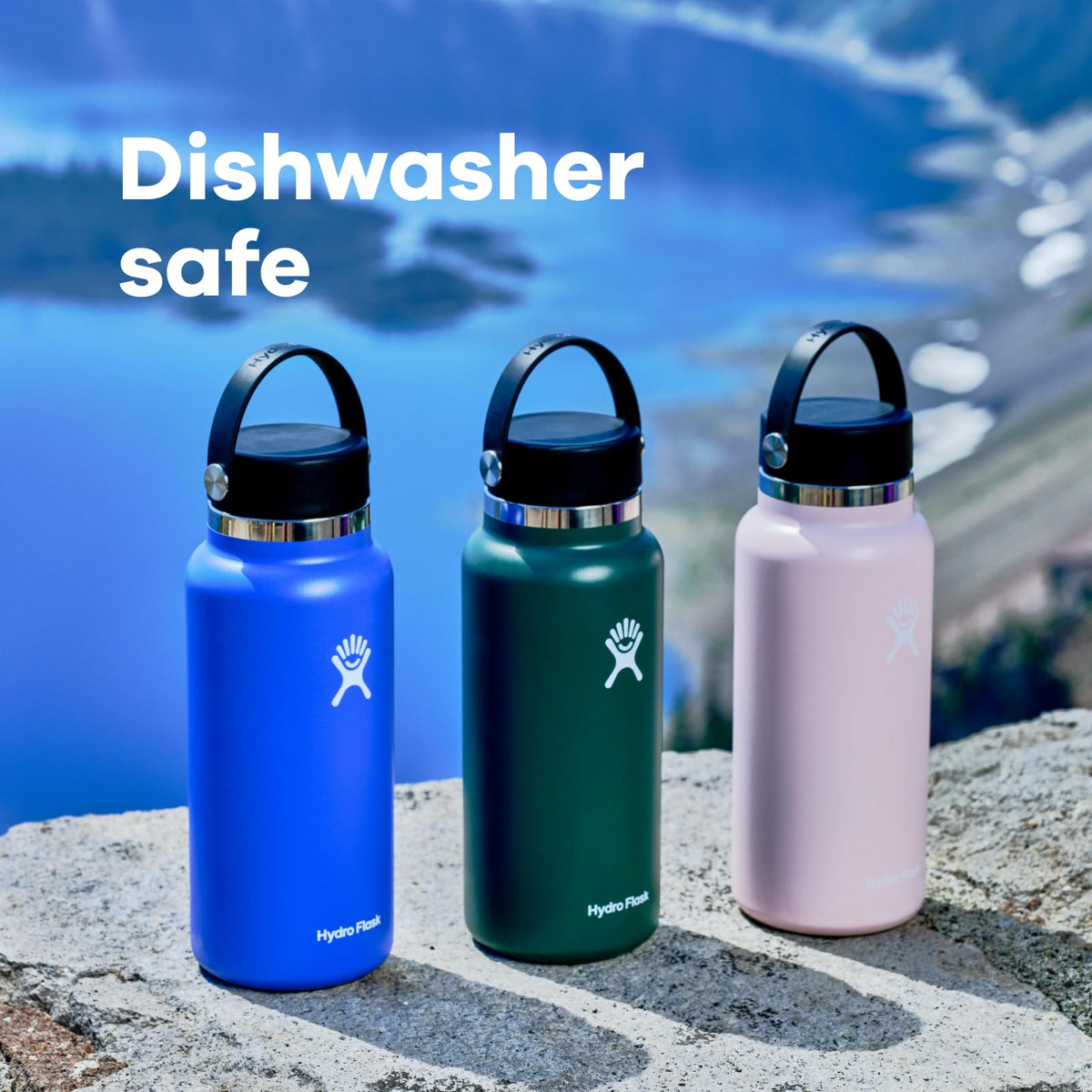 Hydro Flask Water Bottle - Insulated Stainless Steel - Wide Mouth Flex Lid, Non Spill, Leakproof and Refillable in 40 Oz Pacific