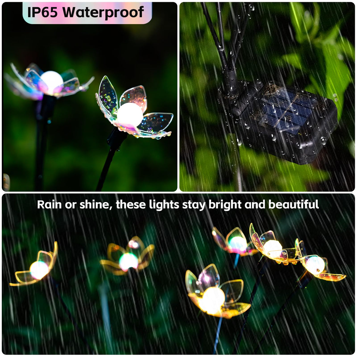 SRNPMIU Solar Lights Outdoor, Solar Firefly Swaying Light with Flower, Garden Decor Lights, IP65 Waterproof, 2 Lighting Modes, Yard Patio Pathway Decoration, Gifts for Women, Grandma (4Pack 24LED)