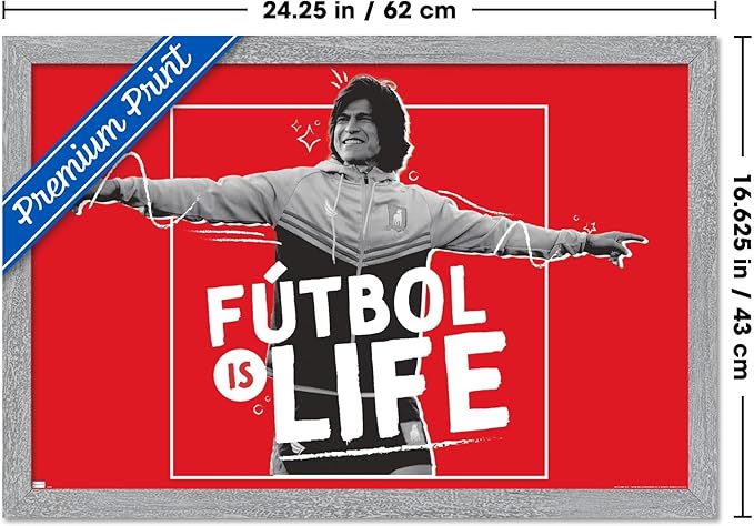 Ted Lasso - Futbol is Life Wall Poster, 22.4L" x 14.7W", Gray Framed Version