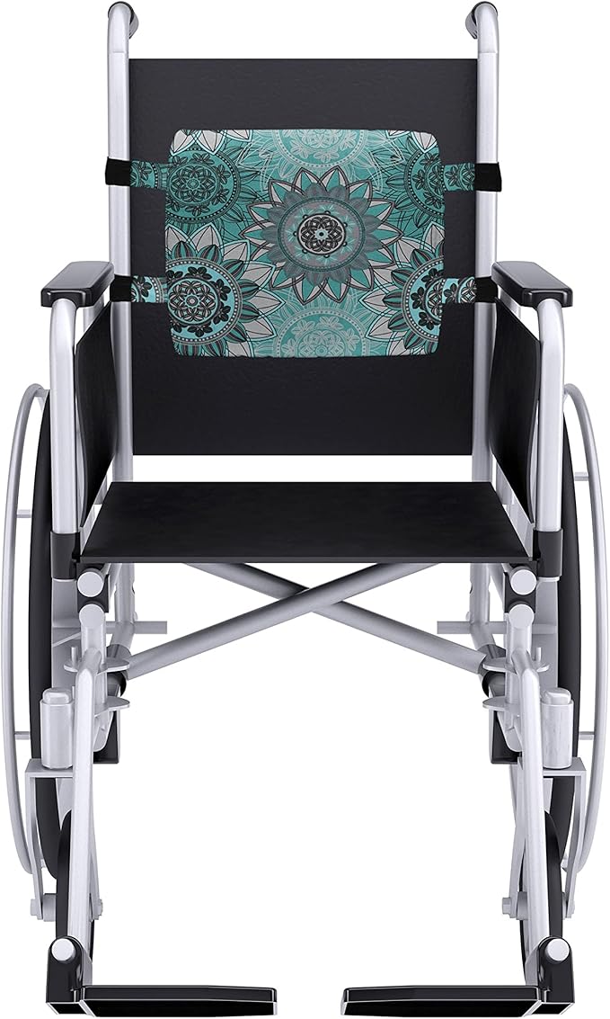 Ambesonne Mandala Lumbar Back Support Pillow, Hippie Oriental Abstract Motifs Traditional Round Spring Inspired Design, High Density Foam for Office Chairs Car Seats, 14" x 13", Taupe Black Turquoise