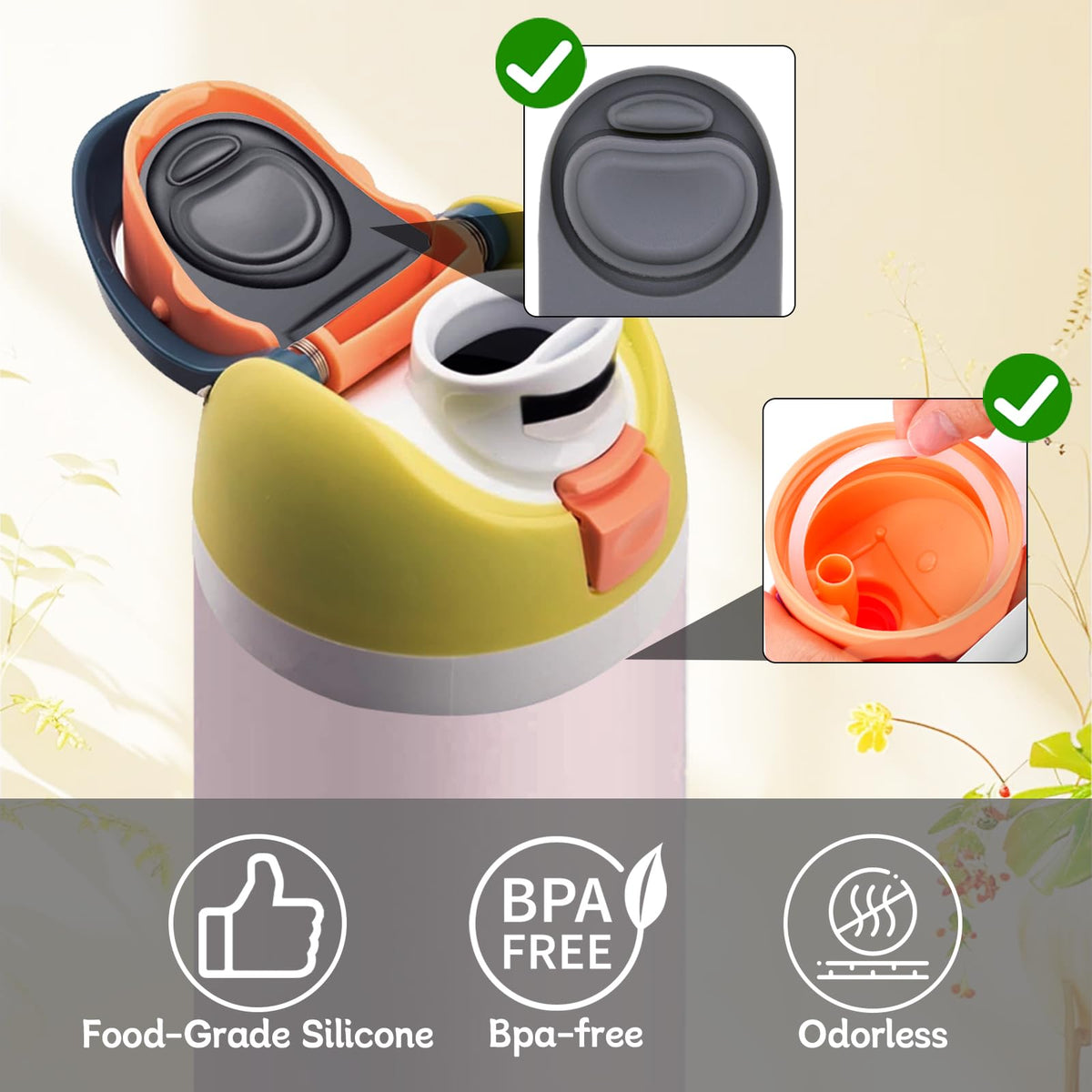 BMSQOFD 5 Sets Replacement Seal Gasket Stoppers for Owala Freesip Cap Mouth,Silicone O Sealing Ring Parts Water Bottle Top Lid Accessories for Owala Freesip 16/19/24/32/40oz 5p1-B03