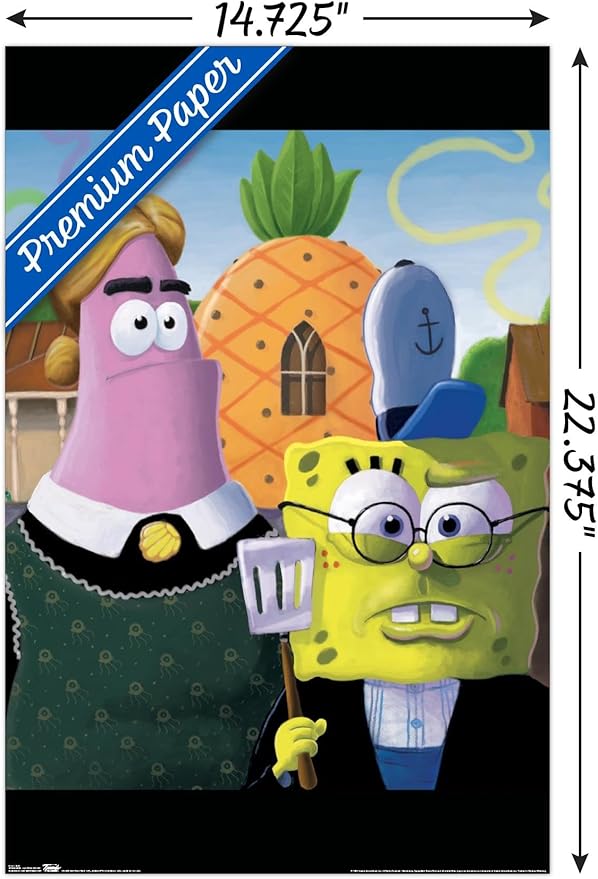 Trends International Nickelodeon Spongebob - American Gothic Wall Poster, 14.725" x 22.375", Premium Unframed Version
