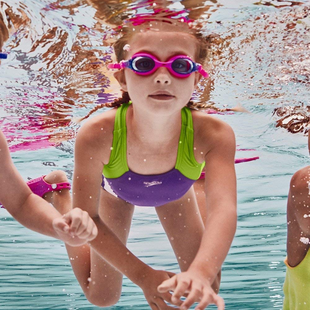 Speedo Unisex-Child Swim Goggles Skoogle Ages 3-8, BLACK BLUE/JADE/EMERALD, One Size