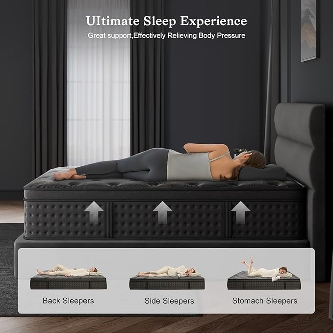 Queen Mattress,10 Inch Hybrid Queen Mattresses with Memory Foam & Pocket Spring,Superior Hybrid Mattress with Gel Memory Foam or Back & Lumbar Support,100 Night Trial, Fiberglass Free.
