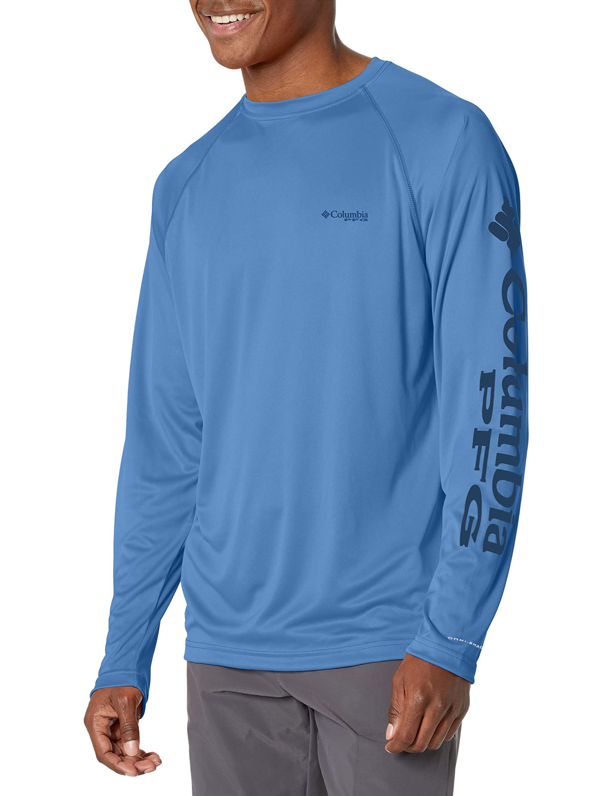 Columbia Men's Terminal Tackle Long Sleeve Shirt, Violet Sea/Carbon Logo, 6X Big